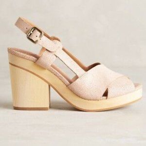 ANTHROPOLOGIE GEE WAWA Pink Clog Leather Heels